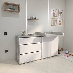 Пеленальній комод Дрім бетон+білий