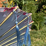 Парасолька для фотосесій блакитна з китицями | китайська традиційна парасолька Небесна пагода, фото 5