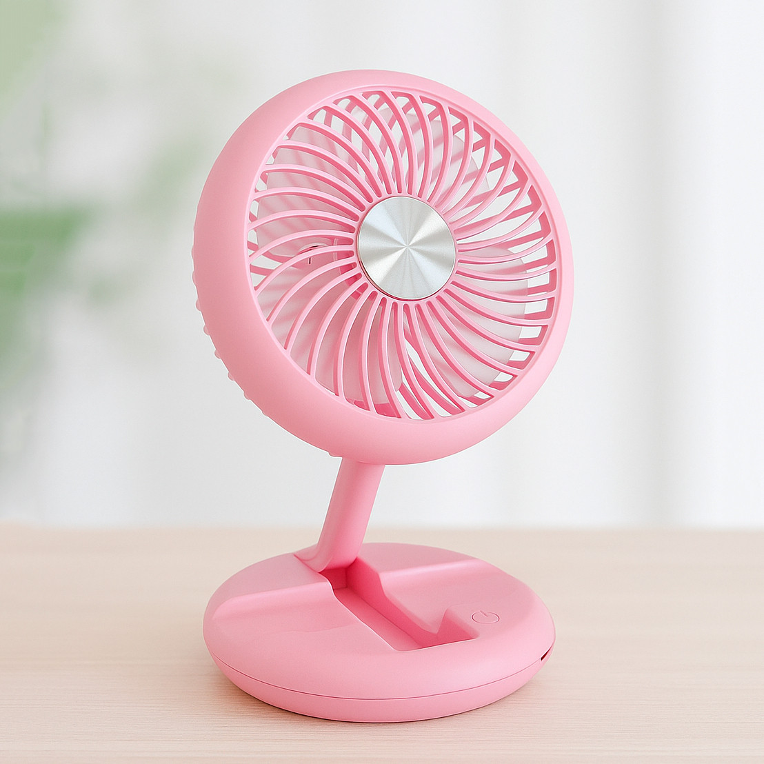 Міні вентилятор на акумуляторі складаний Mini Fan W1646 Рожевий - маленький настільний вентилятор USB