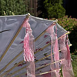 Рожева літня парасолька від сонця зі стрічками для фотографій Пишне цвітіння вишні, фото 5