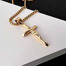 Хрестик з нержавіючої медичної сталі з розп'яттям, фото 3