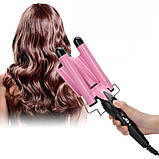 Потрійна плойка для завивки волосся Geemy GM-1956 плойка щипці три хвилі для укладання легких локонів, фото 5