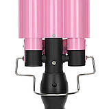 Потрійна плойка для завивки волосся Geemy GM-1956 плойка щипці три хвилі для укладання легких локонів, фото 7