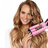 Потрійна плойка для завивки волосся Geemy GM-1956 плойка щипці три хвилі для укладання легких локонів, фото 2