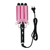 Потрійна плойка для завивки волосся Geemy GM-1956 плойка щипці три хвилі для укладання легких локонів, фото 3