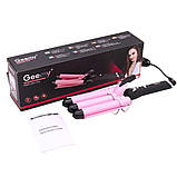 Потрійна плойка для завивки волосся Geemy GM-1956 плойка щипці три хвилі для укладання легких локонів, фото 10