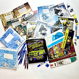 Готовий шкільний набір канцтоварів для хлопчиків 5-6 класів. 82 предмета