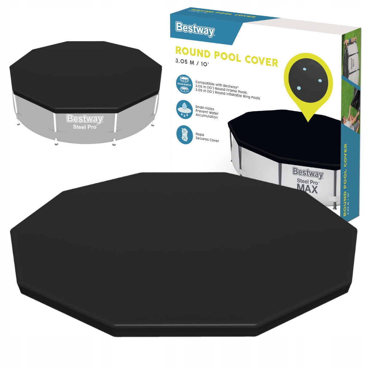 Тент захисне покриття для круглого каркасного басейну Bestway діаметр покриття 305 см (58036)