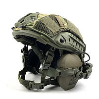Комплект шолом TOR Fast Wendy навушники чебурашки Fast Військова каска олива мультикам