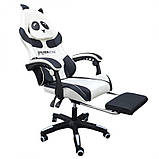 Крісло комп'ютерне з підставкою для ніг і масажером до 150кг KIDS ZONE KO34 PANDA ЧОРНО-БІЛЕ, фото 3