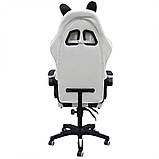 Крісло комп'ютерне з підставкою для ніг і масажером до 150кг KIDS ZONE KO34 PANDA ЧОРНО-БІЛЕ, фото 5