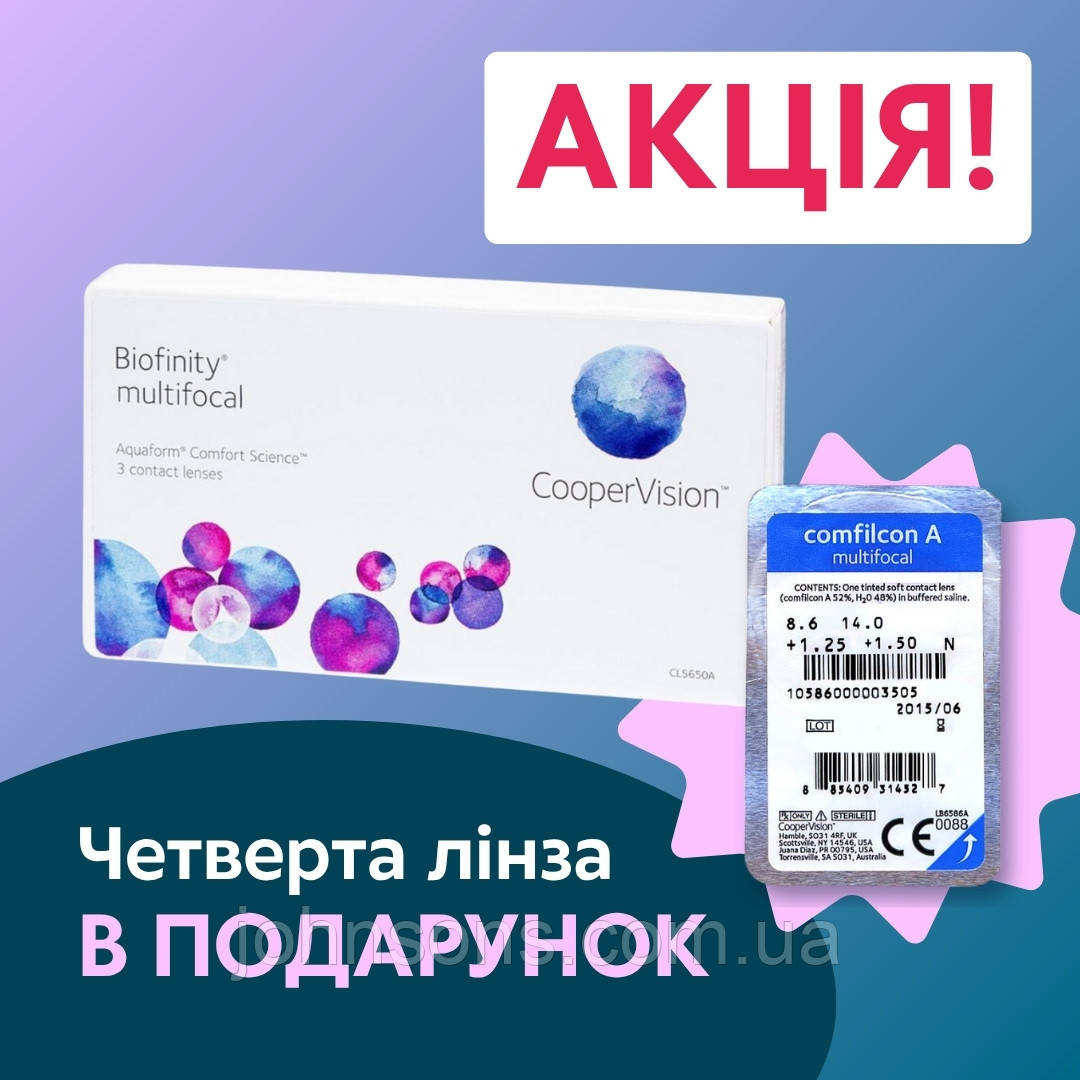 Акция 3+1 Лінзи Biofinity Multifocal 1уп(3шт) | Мультифокальні Контактні лінзи  Biofinity Multifocal CooperVision