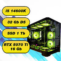 Ігровий комп'ютер  Intel i5-14600KF  + 32Gb DDR5 + SSD 1 Tb + RTX 5070 Ti 16Gb