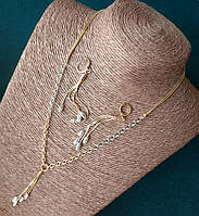 Набір ланцюга та сережки з позолотою 2 мм 45 см