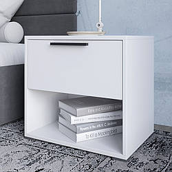 Сучасна приліжкова тумбочка 450 см біла з шухлядою та нішею в дитячу підліткову кімнату Краш Ліон