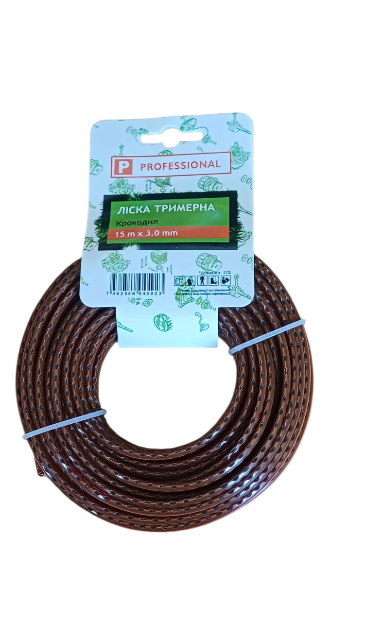 Волосінь для тримера армована "крокодил" 3.00 мм*15 м PROFESSIONAL