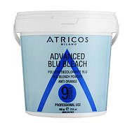 Пудра освітлююча Блондеран для освітлення волосся до 9 тонів Atricos Advanced Blue Bleach Powder 500g