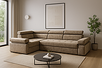 Кутовий диван Sidney велюрі з нішою для білизни та розкладним механізмом 290×210 см