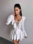 Коротка сукня з воланами та шнурівкою на грудях з розкльошеними рукавами (р. S, M) 66036059Е, фото 8