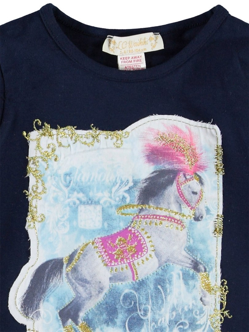 Реглан для девочки LC Waikiki синего цвета с лошадкой - фото 2 - id-p472534013
