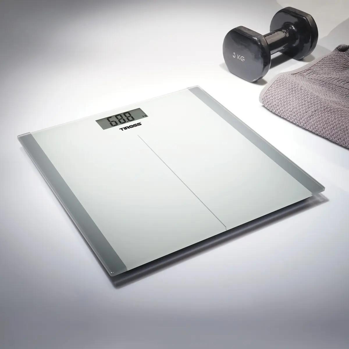 Електронні підлогові ваги Tiross TS1310 до 180 кг скляна платформа автовимкнення індикатор заряду крок 100 г, фото 1