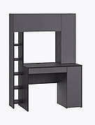 Сучасний комп’ютерний стіл з надбудовою, полицями та висувним ящиком СЛТ - 10, колір Чорний + Антрацит