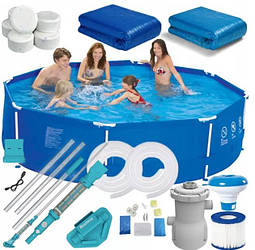 Каркасний басейн 19в1 Avenli 305x305 см + Акумуляторний пилосос для басейну Bestway 58771 (Польша)