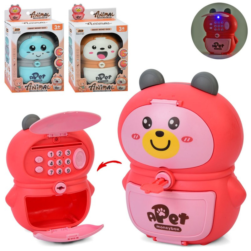 Скарбничка MK 5402, рюкзак, 19 см, сейф із кодом, музика-звук, звуки тварин, затягує купюри, відбиток, фото 1