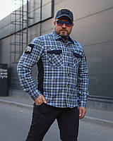 Тактична мілітарі Сорочка FCT Blackbeard літня в клітинку Синя (8 номер)