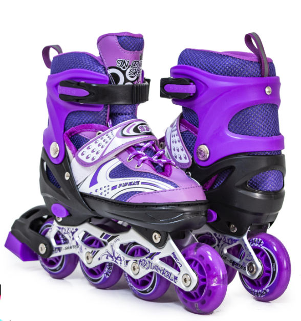 Дитячі ролики з регульованим розміром, світяться колеса Happy Violet розмір 38-42 фіолетові
