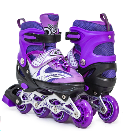 Дитячі ролики з регульованим розміром, світяться колеса Happy Violet розмір 38-42 фіолетові, фото 1