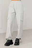 Штани жіночі спортивні карго кольору сірий меланж 48