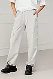 Штани жіночі спортивні карго 46 сірий меланж, фото 6