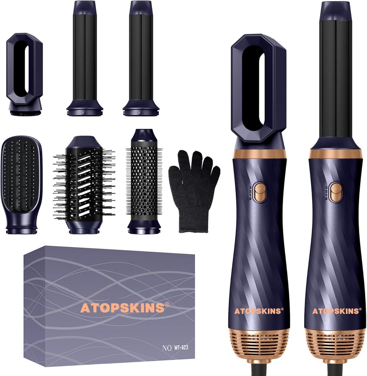 Atopskins 6-в-1 Air Styler Blower Brush, щітка для випрямлення волосся з підігрівом, фен, Amazon, Німеччина