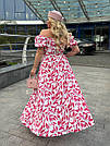 Сукня літня БАТАЛ довга СУПЕР СОФТ ПЕЛЮСТКИ р.48-58 ЧЕРВОНИЙ BARVY 067, фото 2