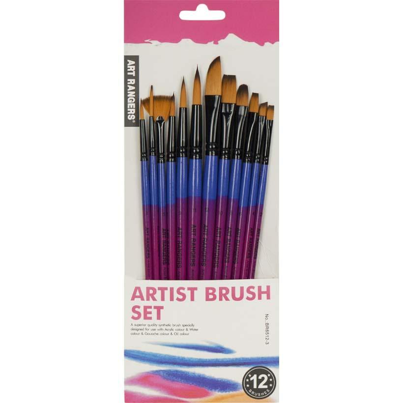 Пензлики для малювання синтетика Набір 12 штук різної форми (1,2,3,4,5,6,7,8,9,10,11,12)
