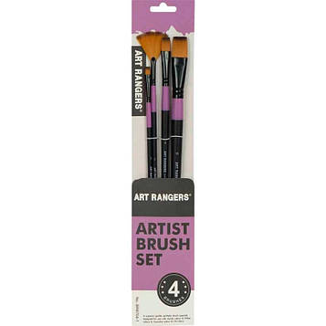 Пензлики для малювання синтетика Набір 4 штуки з довгою ручкою 30 см (2,3,6,10)