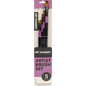 Пензлики для малювання синтетика Набір 5 штук з довгою ручкою 30 см (2,2,2,4,6)