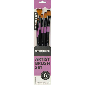 Пензлики для малювання синтетика Набір 6 штук з довгою ручкою 30 см (2,2,3,6,6,10)