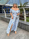 Сукня літня БАТАЛ довга СУПЕР СОФТ ПЕЛЮСТКИ р.48-58 БЛАКИТНИЙ BARVY 067, фото 3