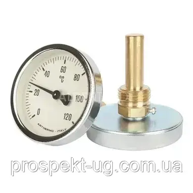 Термометр 0-120° біметалевий G1/2" L=50мм ТВ-63 з осьовим штуцером кл2.5