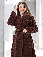 Халат жіночий, м’який махровий із поясом та глибокими кишенями для домашнього комфорту