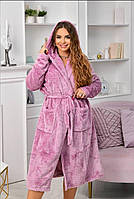Халат жіночий, на запах, махровий з капюшоном батал, теплий та м'який
