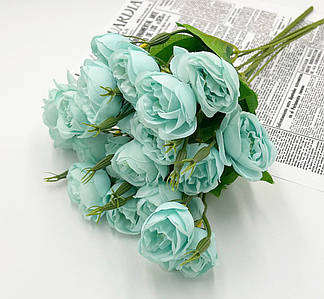 Букет міні Півонія / Бутони - 4*3см / 10 бутонів / Висота - 32см/ Блакитний