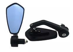 Дзеркала універсальні в торець керма/на кермо (вуглові) чорні металеві 5.6Х11см голубой антиблик