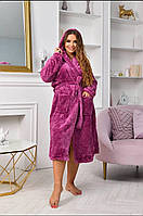 Жіночий  халат на запах з капюшоном, махровий , зручний, батал, для дому