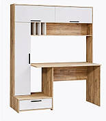 Сучасний стильний стіл з надбудовою і шафами нового покоління СЛТ - 12, колір Дуб артізан + Білий