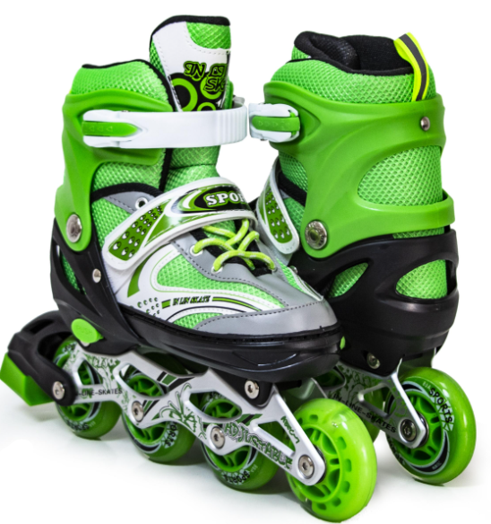 Блискучі ролики зелені з регульованим розміром Happy Light green
