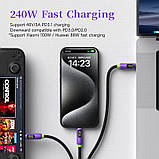 Зарядний кабель USB-C універсальний HAGiBiS SX04S для швидкого заряджання з LED-дисплеєм довжина 1 м, Сріблястий, фото 2