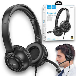 Дротові навушники з мікрофоном Hoco W112 Pure, 3.5 мм, 40 мм динаміки, для ігор, музики та онлайн-спілкування